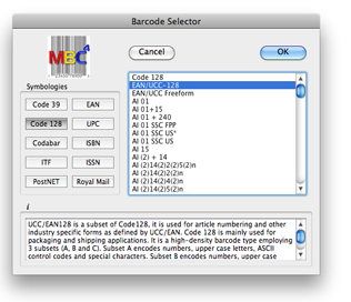 MBC4's barcode selector