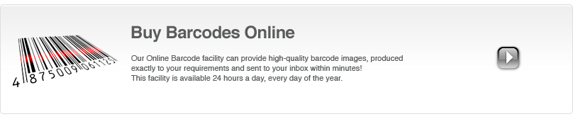 Buy Bar Codes Online. You can buy individual EPS, JPEG, TIFF or PDF barcodes instantly online. Just enter the details, pay by credit card and receive your barcodes within minutes! Save money and time by using our high definition bar codes. Choose from EAN-13, UPC-A, ISBN, ISSN, ITF-14 (SSCC, GTIN-14) or Code 39 barcodes.