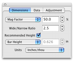 Dimensions Panel