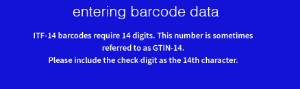 entering barcode data for labels