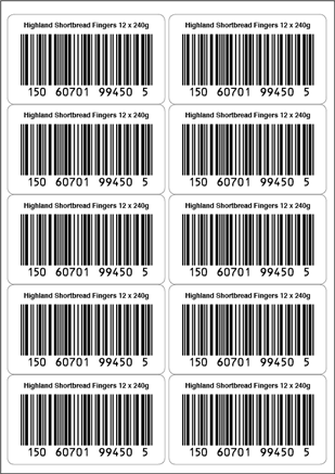 barcode label sheet
