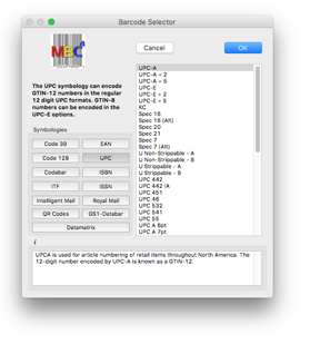 The Barcode Selector Window