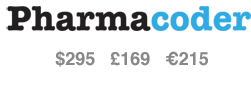 The Pharmacoder logo and prices
